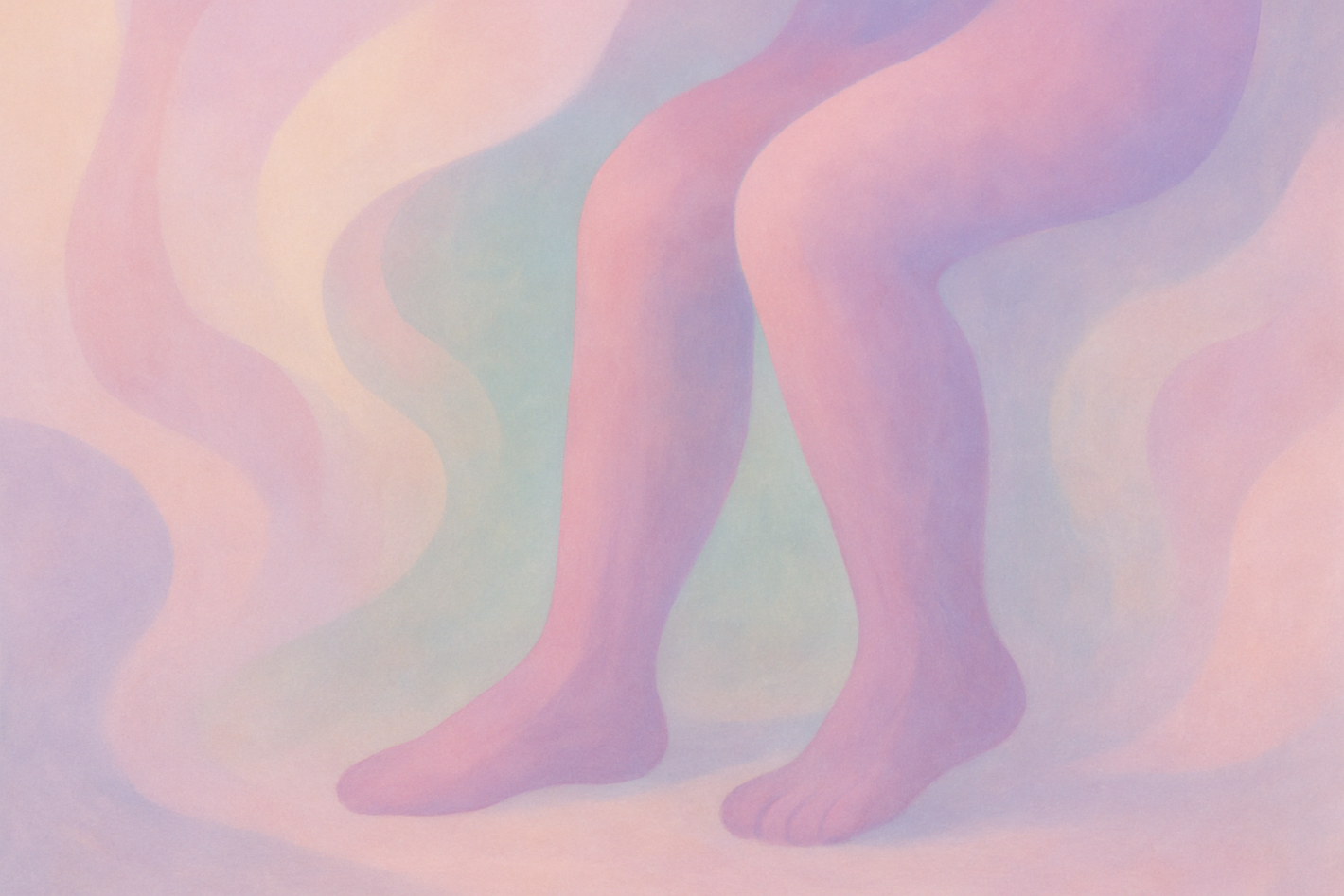 abstract, pastel coloured illustration of perceived heavy legs